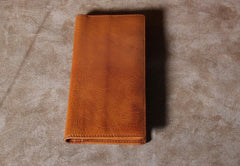 Slim Genuine Leather Mens Long Leather Wallet Slim Front Pocket Long Wallet for Men