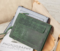 Cool Leather Large Mens Wristlet Bag Vintage Clutch Zipper Bag for Men - iwalletsmen