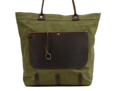 Mens Waxed Canvas Large Tote Bag Canvas Handbag Canvas Shoulder Bag for Men - iwalletsmen