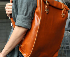 Brown Leather Mens Backpack Travel Backpacks Laptop Backpack for men - iwalletsmen