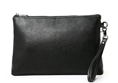 Black Leather Mens Wristlet Wallet Bag Zipper Clutch Wallet For Men - iwalletsmen