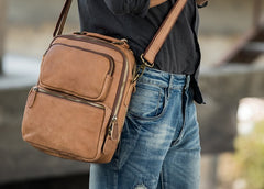 Cool Leather Brown Small Mens Messenger Bag Vintage Shoulder Bag  for Men - iwalletsmen