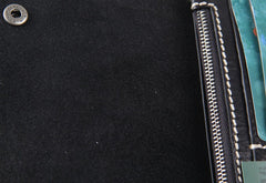 Handmade Genuine Leather Mens Cool Long Leather Wallet Bifold Clutch Wallet for Men