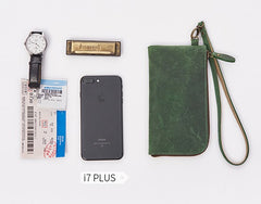 Cool Leather Mens Wristlet Wallet Vintage Clutch Zipper Wallet for Men - iwalletsmen
