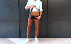 Handmade Cool Leather Mens Small Messengers Bag Shoulder Bags for Men - iwalletsmen