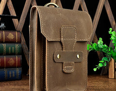 brown Leather belt with phone holder