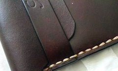 Mens Coffee Leather Slim Front Pocket Wallets Leather Cards Wallet for Men - iwalletsmen