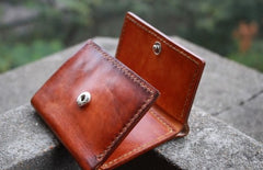 Handmade Leather Mens Small Trifold Wallet Vintage Cool billfold Wallet for Men - iwalletsmen