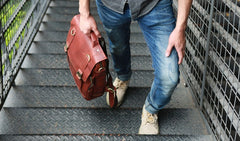 Red Brown Leather Mens Backpack Travel Backpacks Laptop Backpack for men - iwalletsmen