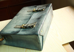 Handmade Vintage Leather Mens Messenger Bags Gray Shoulder Bag for Men - iwalletsmen