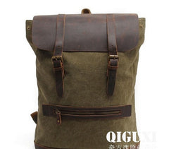 Cool Canvas Leather Mens School Backpack Laptop Backpack Canvas Travel Backpack Canvas for Men - iwalletsmen