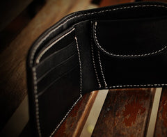 Handmade Leather Bifold Mens billfold Wallet Cool Slim Wallet Biker Wallet for Men