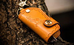 Handmade Leather Tooled Mens Cool Car Key Wallet Car Key Holder Car KeyChain for Men