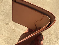 Handmade Leather Mens Cool billfold Leather Wallet Men Small Wallets Bifold for Men