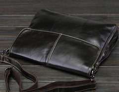Cool Small Black Leather Mens Messenger Bag Shoulder Bag for Men - iwalletsmen