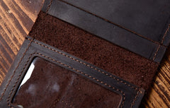 Handmade Leather Mens Cool Wallet Card Slim Wallet Change Coin License Wallet for Men