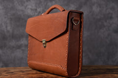 Handmade Leather Mens Cool Messenger Bag Briefcase Work Bag Business Bag for men