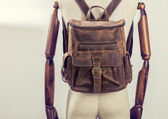 Vintage Cool Leather Mens Backpack Large Travel Bag Hiking Bag for men - iwalletsmen