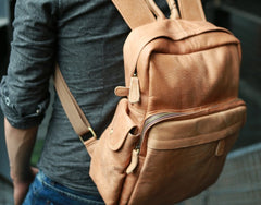Leather Brown Mens Backpacks Cool Travel Backpack Laptop Backpack for men - iwalletsmen