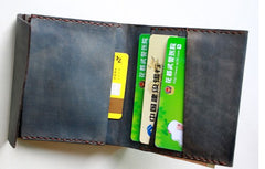 Handmade Vintage Leather Mens Small Bifold Wallet Cool billfold Wallet for Men - iwalletsmen