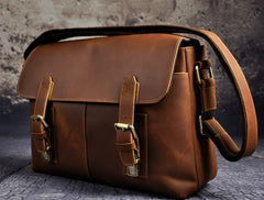 Cool Vintage Brown Leather Mens Side Bag Messenger Bag Shoulder Bag for Men - iwalletsmen