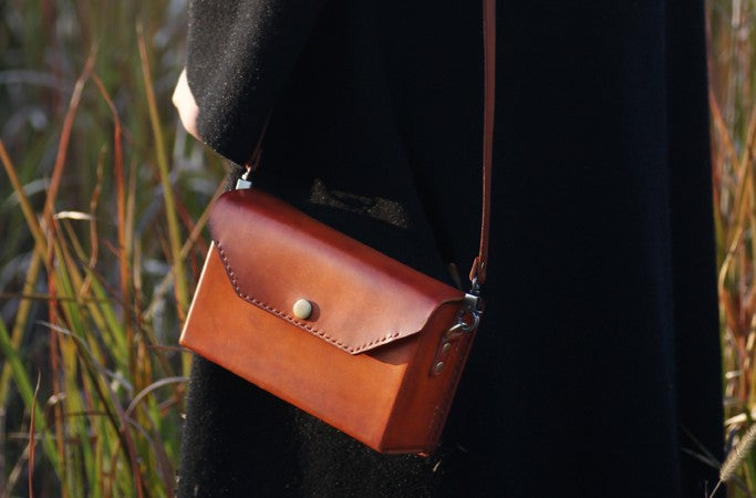 Handmade Leather Mens Box Bag Small Shoulder Bag Messenger Bag for Men - iwalletsmen