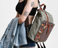 Vintage Canvas Leather Travel Bag Mens Backpack Canvas Canvas School Bag for Men - iwalletsmen