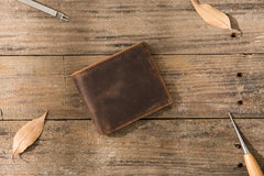 Cool Leather Mens Small Wallet Bifold Vintage Slim billfold Wallet for Men - iwalletsmen