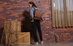 Cool Brown Mens Leather Backpacks Travel Backpacks Laptop Backpack for men - iwalletsmen