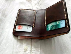 Vintage Leather Coffee Mens Small Wallet Leather Bifold Wallets for Men - iwalletsmen