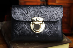 Handmade Leather Floral Mens Cool billfold Wallet Card Holder Small Card Slim Wallets for Men