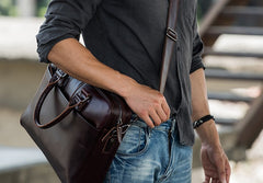 Red Brown Leather Mens Briefcase Work Bag Laptop Bag Business Bag for Men - iwalletsmen