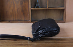 Handmade Genuine Leather Mens Cool Long Leather Wallet Zipper Clutch Wristlet Wallet for Men