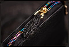 Handmade Leather Small Tooled Mens billfold Wallet Cool Chain Wallet Biker Wallet for Men