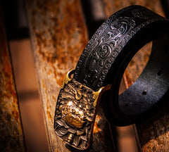 Handmade Genuine Leather Mens Belt Custom Cool Leather Men Black Belt for Men