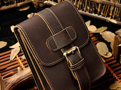 Small Leather Belt Pouch Mens Holsters Belt Cases Cell Phone Waist Pouch for Men - iwalletsmen