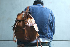 Handmade Cool Leather Mens Backpack Travel Backpacks Laptop Backpack for men - iwalletsmen