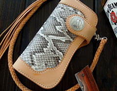 Handmade Leather Biker Wallet Mens Cool Chain Wallet Trucker Wallet with Chain