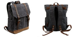 Waxed Canvas Leather Mens Backpacks Canvas Travel Backpack Canvas School Backpack for Men - iwalletsmen