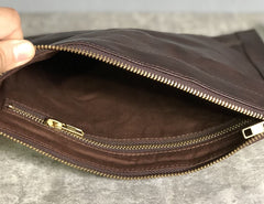 Genuine Leather Mens Clutch Cool Slim Wallet Zipper Clutch Wristlet Wallet for Men