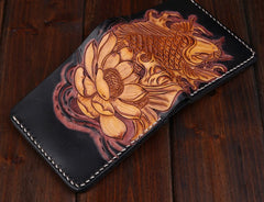 Handmade Leather Carp Mens billfold Wallet Cool Leather Wallet Slim Wallet for Men - iwalletsmen