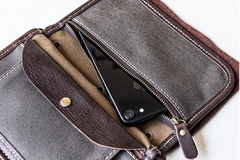 Handmade Leather Mens Cool Long Leather Wallet Bifold Bulky Clutch Wallet for Men - iwalletsmen