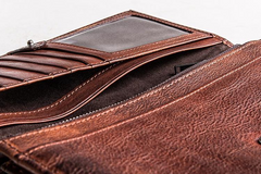 Handmade Leather Mens Cool Long Leather Wallet Bifold Clutch Wallet for Men - iwalletsmen