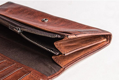 Handmade Leather Mens Cool Long Leather Wallet Bifold Clutch Wallet for Men - iwalletsmen
