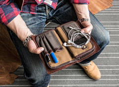Handmade Leather Mens Cool Long Leather Wallet Bifold Bulky Clutch Wallet for Men - iwalletsmen