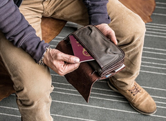 Handmade Leather Mens Cool Long Leather Wallet Bifold Bulky Clutch Wallet for Men - iwalletsmen