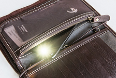 Handmade Leather Mens Cool Long Leather Wallet Bifold Bulky Clutch Wallet for Men - iwalletsmen