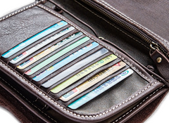 Handmade Leather Mens Cool Long Leather Wallet Bifold Bulky Clutch Wallet for Men - iwalletsmen