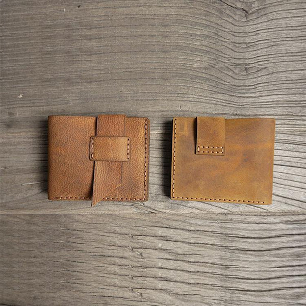 Handmade Brown Leather Mens Bifold Billfold Wallets Slim Brown Small Wallet for Men - iwalletsmen