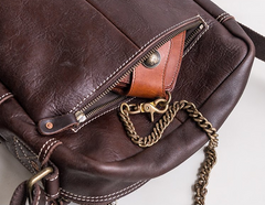 Genuine Leather Mens Cool Messenger Bag Square Bag Chest Bag Bike Bag Cycling Bag for men